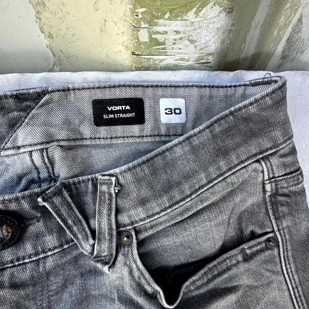 Volcom Vorta Slim Straight Jeans Men's 30 Gray Denim Zip Fly Streetwear Classic